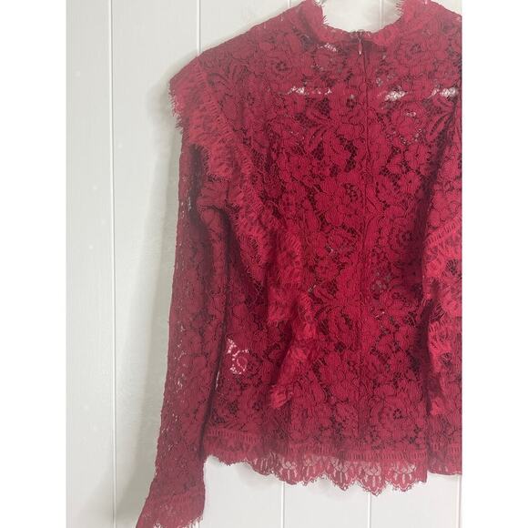 Nicholas Jasper Frill Top in Burgendy Lace Size 4 - Picture 9 of 12